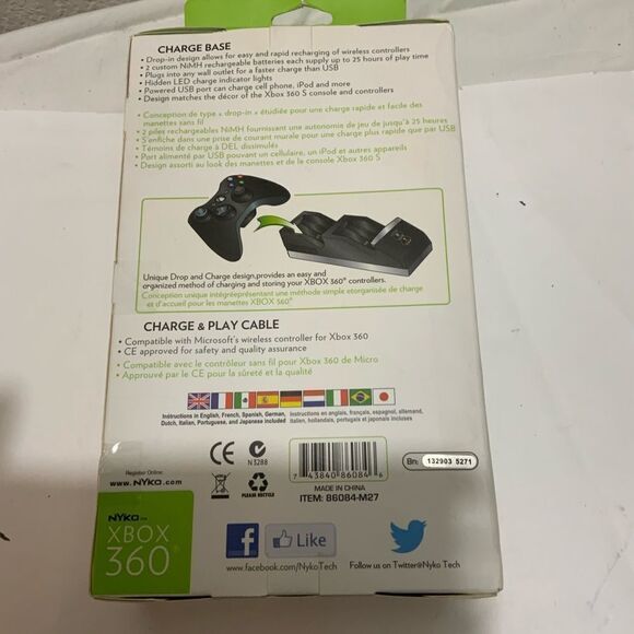 Nyko Charge Base S for Xbox 360 Controllers w 2 Rechargeable Batteries & Charger - Picture 3 of 8